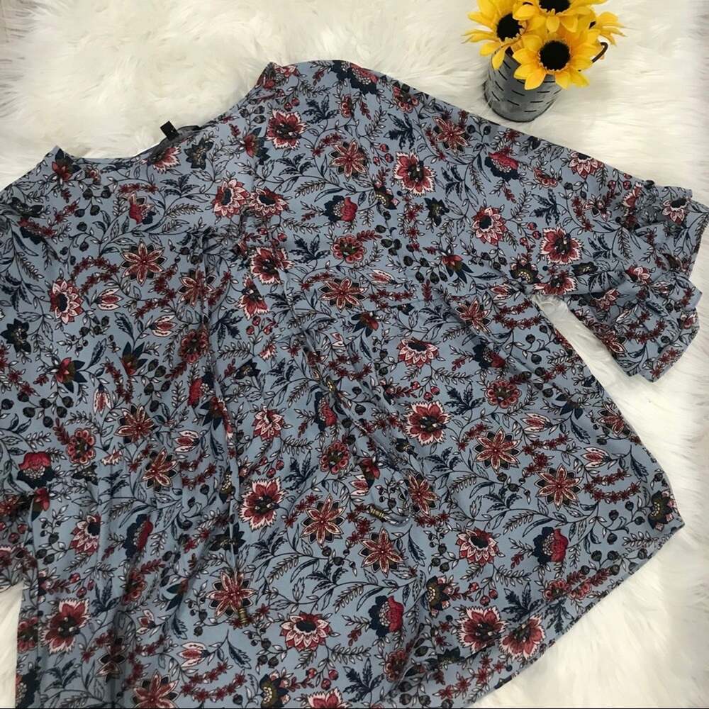 NWT Sanctuary Womens Blue Dessert Ruffle Top Size L